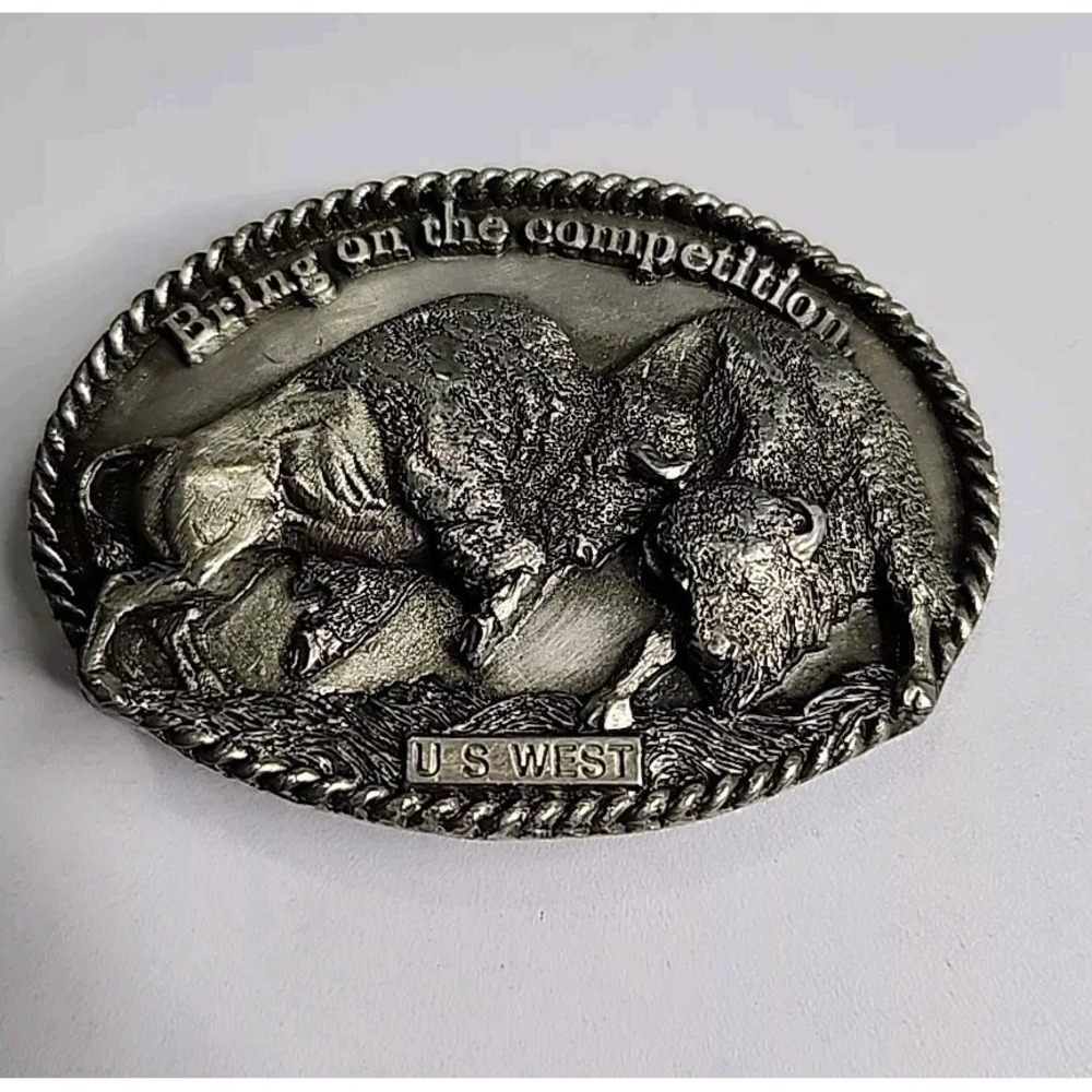 OWNCO Western Belt Buckle Buffalo Sparring  " Bring On The Competition" US West